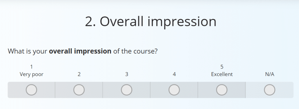 Sample question from a course evaluation survey