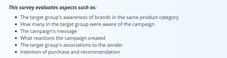 Focus areas of the post-test campaign survey