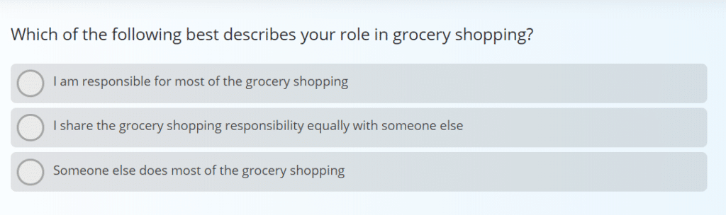 Sample question from a product concept test survey