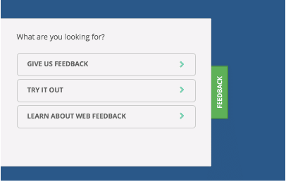 An example of a feedback tab that opens up on the website to collect user insights