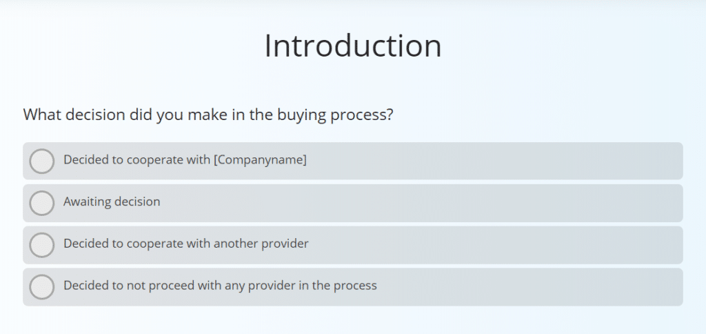 win/loss survey sample