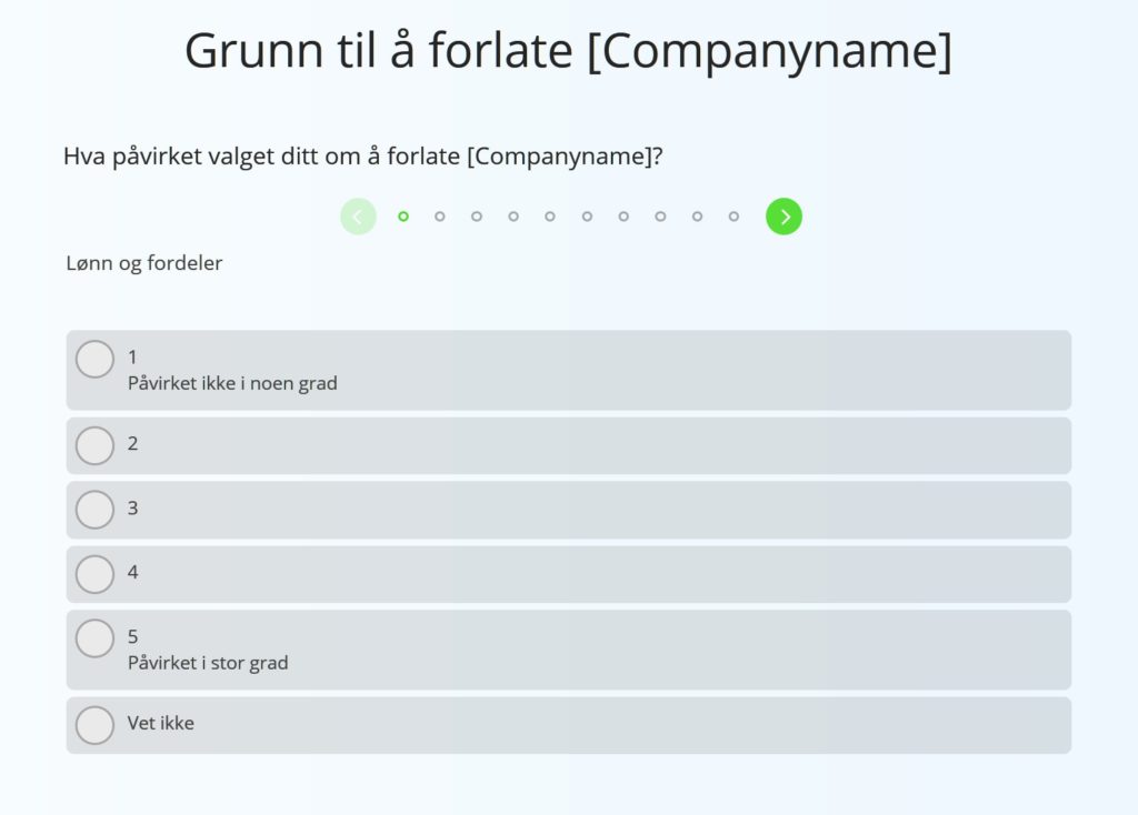 Exit-evaluering undersøkelsesmal