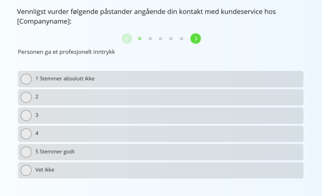 Kundeservice undersøkelsesmal