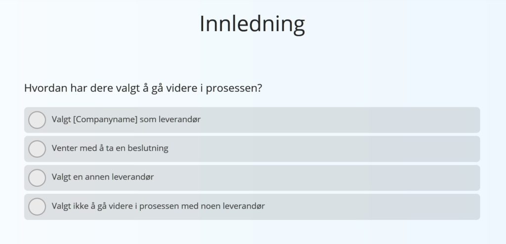 Customer Win/Loss undersøkelsesmal