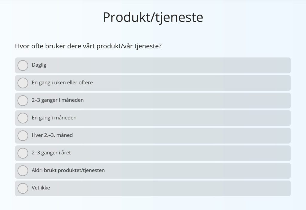 Kundetilfredshet undersøkelsesmal for B2B