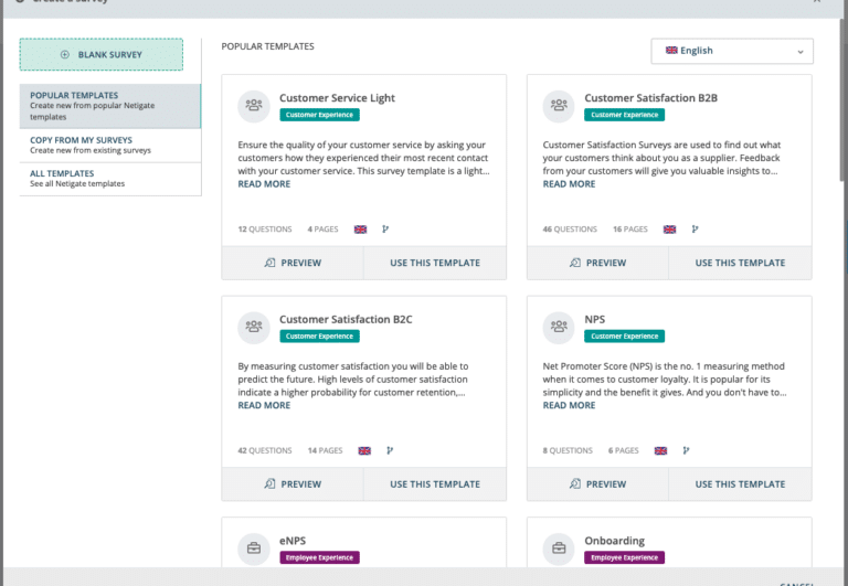 Create a survey with Netigate