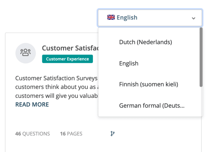 Netigate multi-language survey options