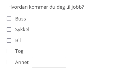 Eksempel på kryssruter i et spørreskjema