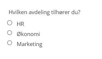 Eksempel på radioknapper i spørreskjema