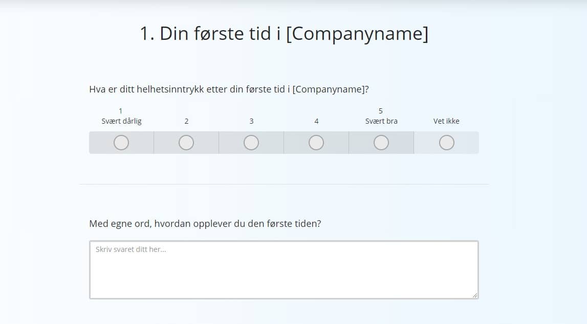 Eksempel på spørsmål i en undersøkelse