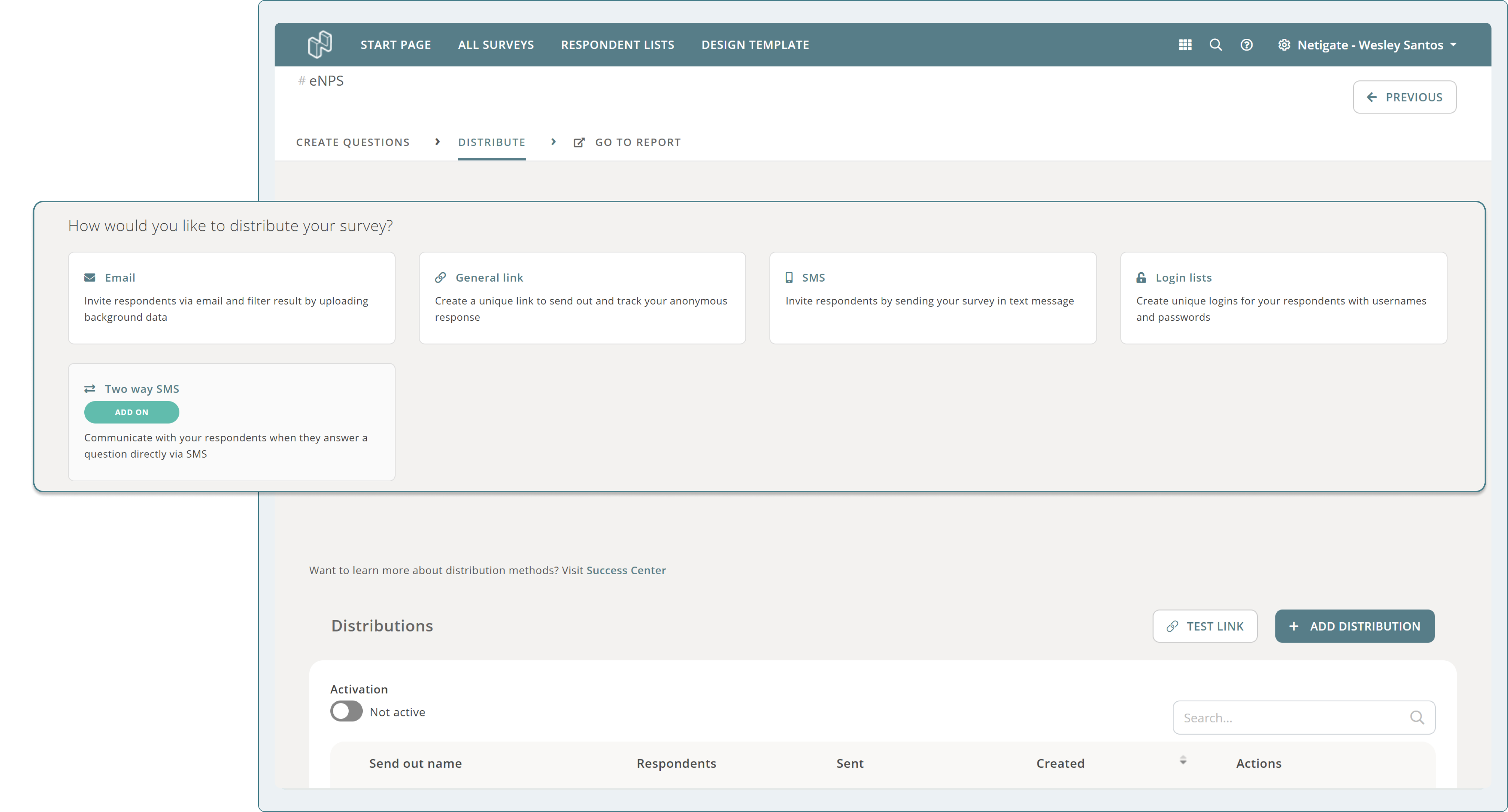 Visual for Netigate Surveys, how to distribute surveys on different channels